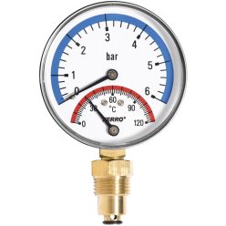   FERRO Termomanométer alsós csatlakozású 0-120 °C, 6 bar, TM80R